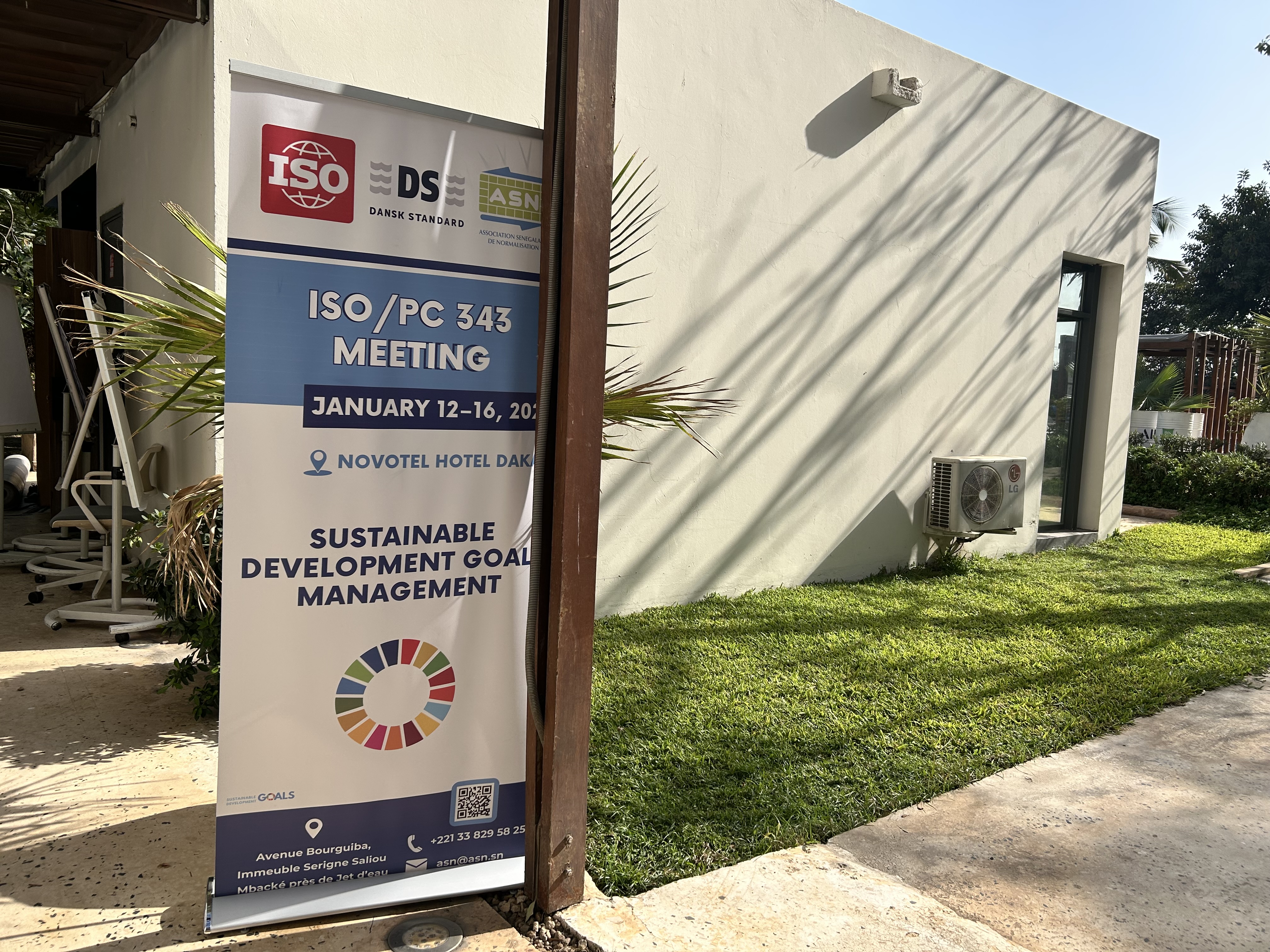 ISO/PC 343国際会議の案内バナー：セネガル・ダカールにてハイブリッド形式で開催